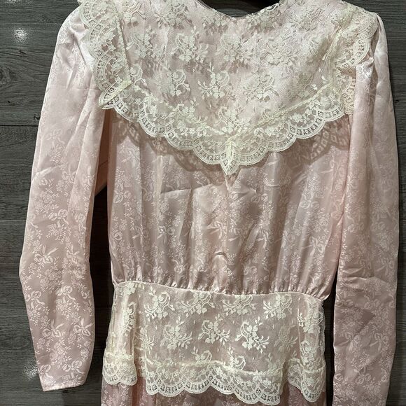 Vintage Gunne Sax By Jessica San Francisco Pink Lace Floral Size 9 - Picture 2 of 14